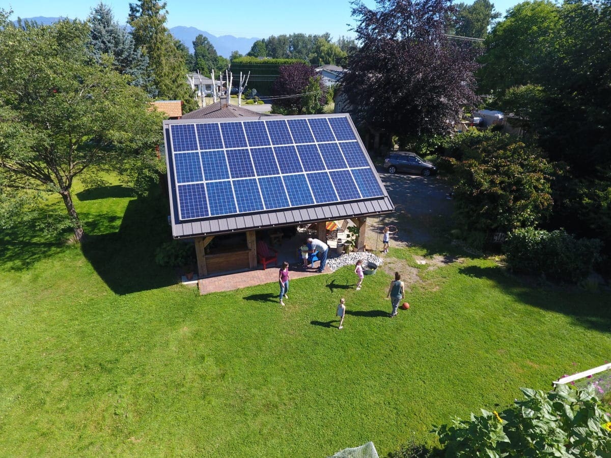 Solar panels on backyard shed